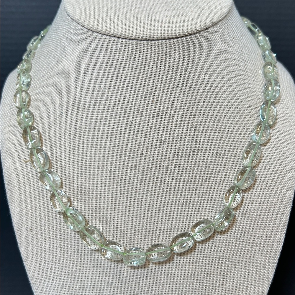 Clear Quartz on Green String Necklace - Elegant Women's Jewelry